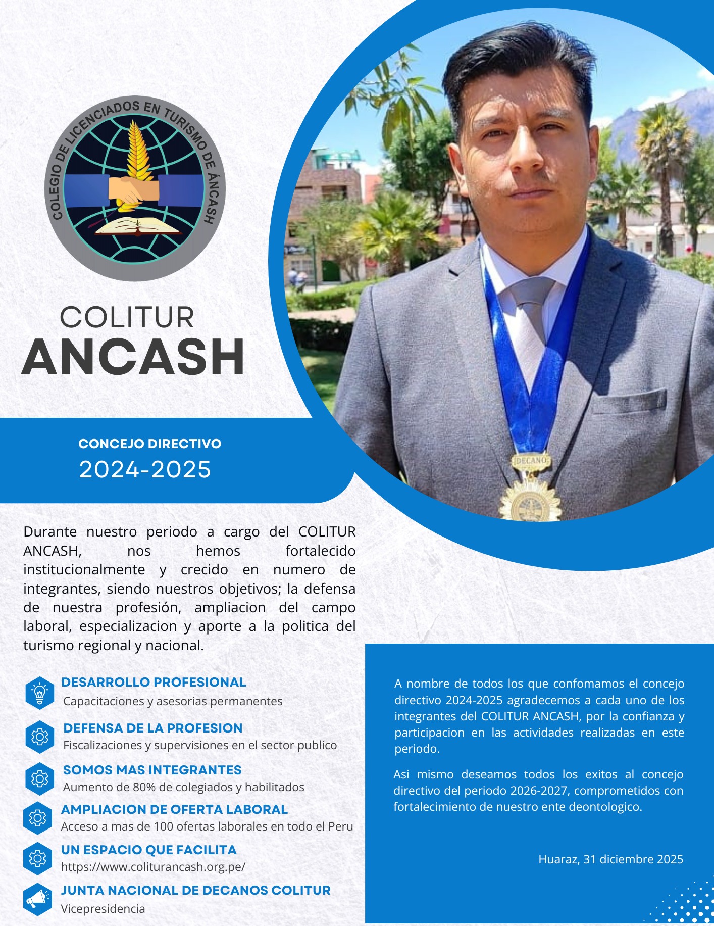 CONSEJO DIRECTIVO 2024–2025 “CONCLUYE SU GESTIÓN HABIENDO FORTALECIDO EL COLITUR ÁNCASH”